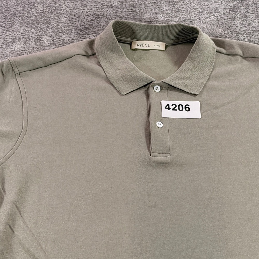 Rye 51 Polo Shirt Mens XL Olive Green Short Sleeve Stretch Nylon Rayon Blend